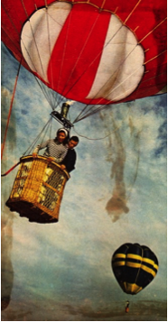 A target — a hot-air balloon and basket.