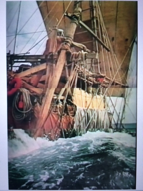 A control — a wooden sailing ship, with many ropes.