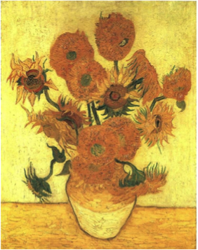 The target — Van Gogh’s sunflowers — named the moment the sender opened the envelope.