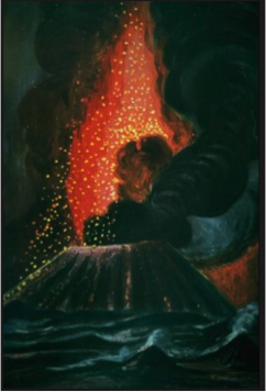 A control picture — a volcano erupting over the sea.